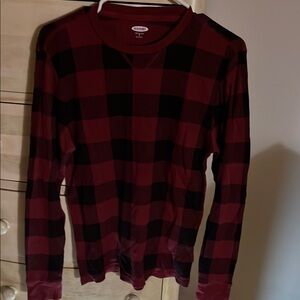 Red and Black Plaid thermal knit Long Sleeve Shirt